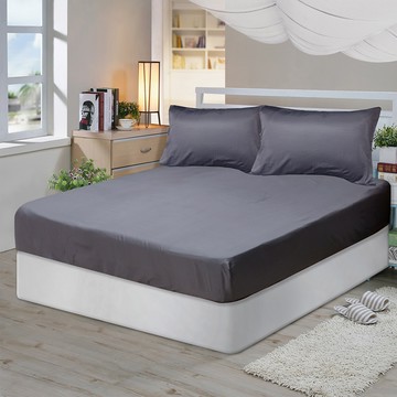 【多利寶寢具】Victoria_萊賽爾簡約素色涼感雙人床包組-深灰