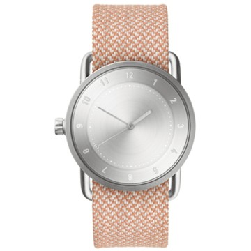 TID Watches No.2 銀x淡橘色真皮腕錶/36mm