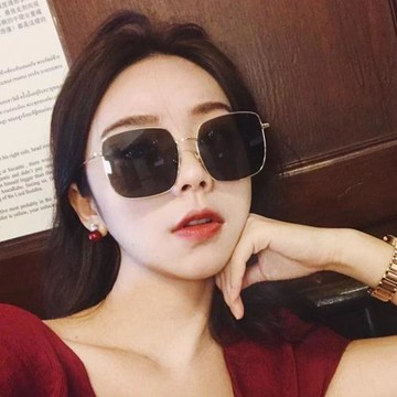 跨境新款偏光太陽鏡女韓版時尚金屬復古方形墨鏡男大框太陽眼鏡