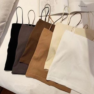 韓版平口針織背心 帶胸墊免穿內衣【V241】