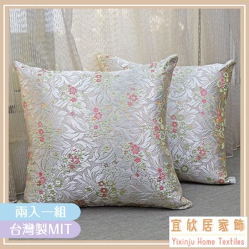 (2入)【宜欣居傢飾】祕密花園(米白)-客廳沙發緹花精緻抱枕50*50cm*2入/靠枕/腰枕/午安枕/枕套含枕芯/台灣製MIT