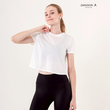 【Danskin】白色短袖鏤空上衣X4UTS330