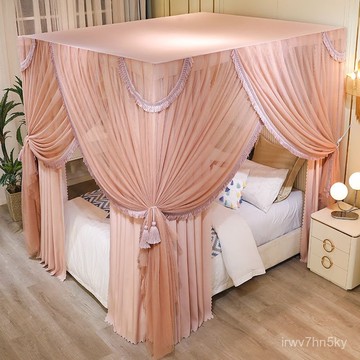 免稅 可開發票 高端新款落地流蘇三開門宮廷床幔蚊帳遮光防塵防窺保暖床簾一體式