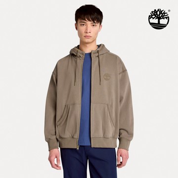 【網路限定】男款咖啡色寬版全拉鍊連帽上衣|A6NC3BK0