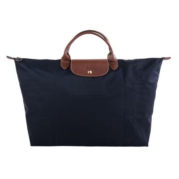 LONGCHAMP  Le pliage 系列短把拉鍊摺疊旅行包(海軍藍)