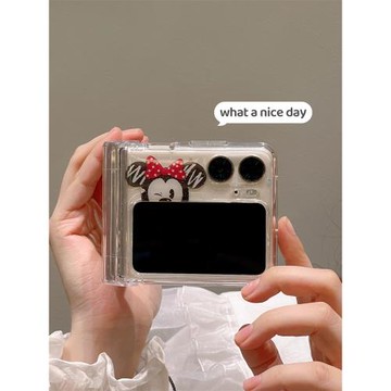 卡通情侶閃粉米奇米妮適用OPPOFindN3Flip手機殼折疊屏N2Flip防摔殼FindN2Flip透明保護套n2flip可愛男女翻蓋