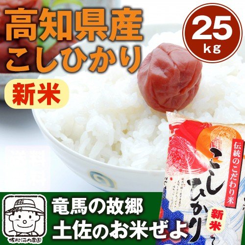 令和5年産新米 高知県産コシヒカリ 25kg(5kg×5袋)　  ※北海道・沖縄・離島は別途追加送料必要