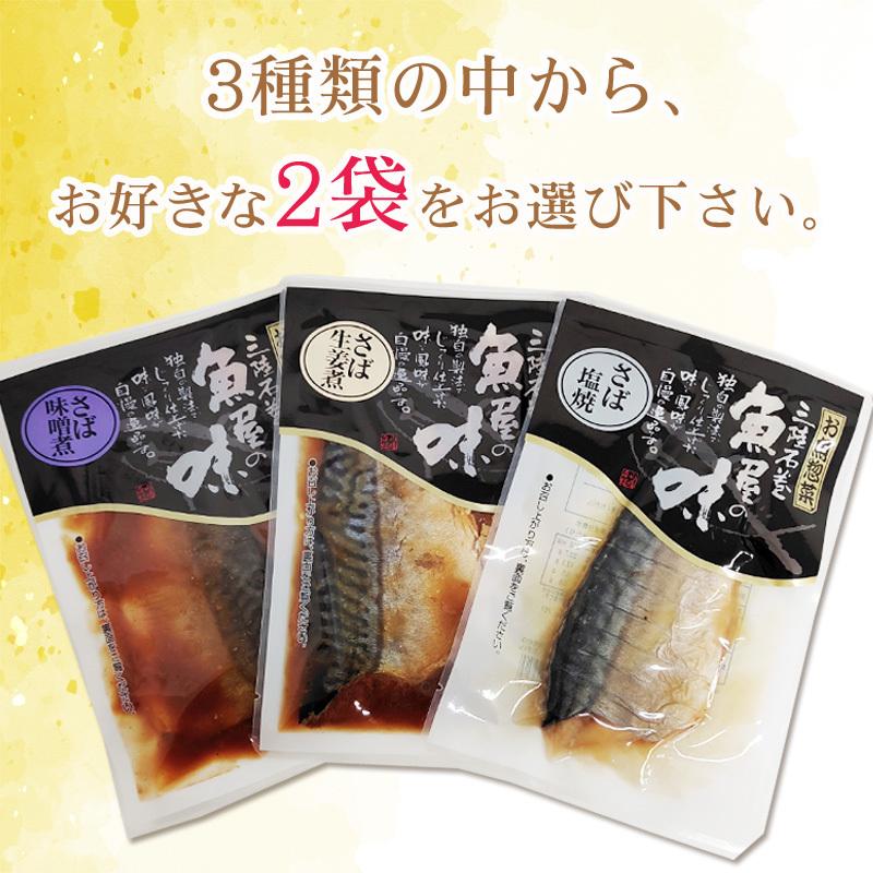 さば 国産 味噌煮 生姜煮 塩焼き 3種から選べる2袋 保存料・化学調味料不使用 時短商品 送料無料 メール便 ネコポス [選べるさば×2袋 山徳平塚 BS] 即送