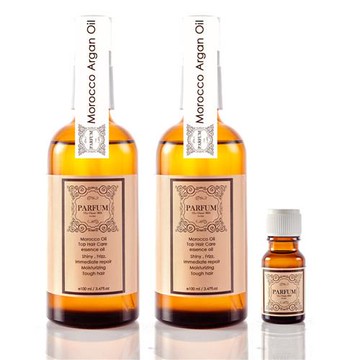 Parfum巴黎帕芬經典香水摩洛哥胜肽護髮油100mlx2(小蒼蘭)+護髮油10ml(隨機)