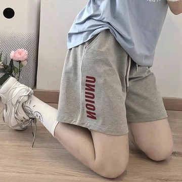 【小隻女】五分褲 夏季薄款 短褲女 跑步運動褲 淺灰色 寬鬆休閒 直筒短褲 五分褲女 小個子女褲