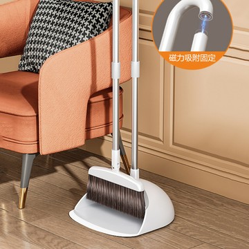 荷生活磁吸式收納一體式掃把簸箕組 可站立附齒梳清潔強效清潔掃把
