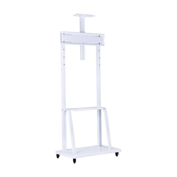 Life+ 32-70吋可調節移動式液晶電視雙桿立架 鋼琴白 穩固耐用 附置物層板  1台