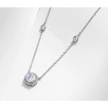 RJ New York 光芒畢露圓形閃耀鋯石鎖骨鍊(銀色)