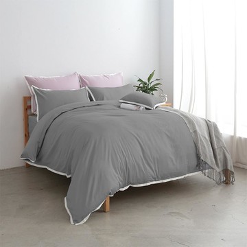 美國棉 薄被套床包組 深灰(加大)