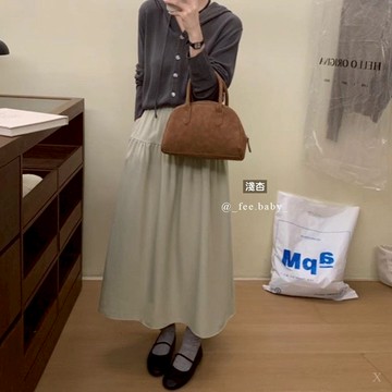 【Fee隔日到貨4色】鬆緊腰設計感 A字蛋糕長裙🔥蛋糕裙 大裙擺 A字裙 半身裙 長裙 裙子 韓系 春天穿搭