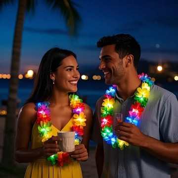 無用良品 LED發光夏威夷花環 草裙舞項圈 表演裝飾 晚會派對發光花圈 啦啦隊 彩色花圈 接機花圈 開幕花圈 舞會