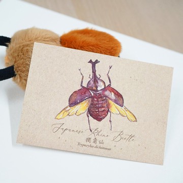 【甲蟲先生 - 獨角仙】水彩插畫 明信片 昆蟲 自然 兜蟲
