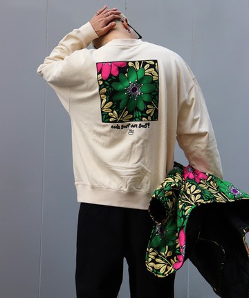 Cook your own soup 拼貼刺繡內刷毛套頭衫 (IVORY×VINE)