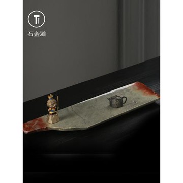 石金道大師手作壽山石茶盤家用辦公輕奢茶臺天然整塊簡約現代茶海