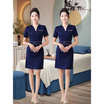 美容院工裝連衣裙女套裝養生館足療技師工衣時尚按摩頭療師工作服