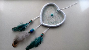 捕夢網//掛飾//大心心//藍