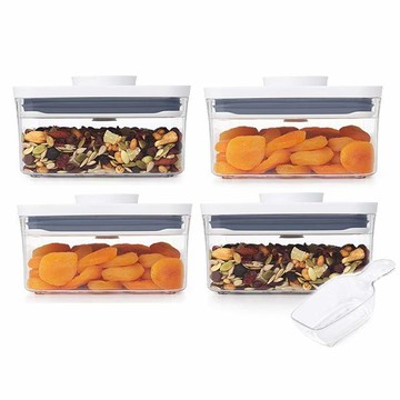 POP 2.0 大正方按壓保鮮盒- 1L(4入)  贈POP匙 (125ml)
