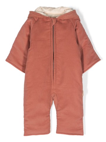 Konges Sløjd - Teddy corduroy hooded romper - kids - Recycled Polyester/Organic Cotton - 12 mths - Orange