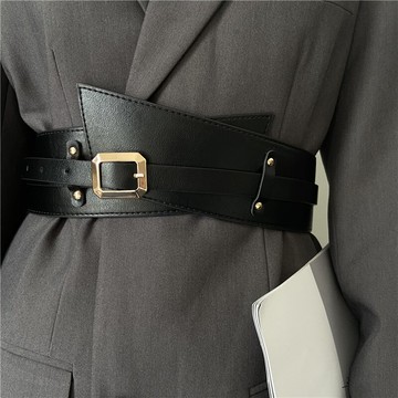 大衣寬腰帶女士腰封束腰外搭裝飾配連衣裙子毛衣黑色時尚收腰百搭