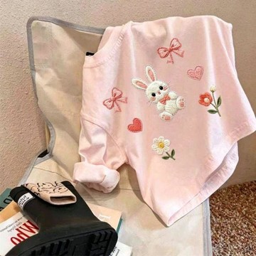 兒童長袖上衣 女童上衣 男童上衣 保暖上衣兒童可愛卡通兔子長袖T恤春秋新款洋氣男女童上衣寶寶內搭打底t童裝