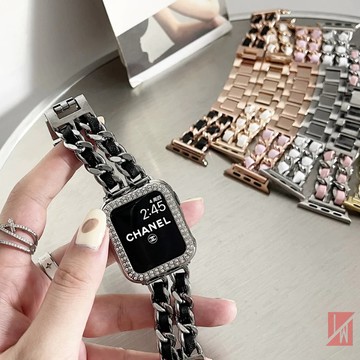 女士錶帶 金属不鏽鋼錶帶 適用 Apple Watch 9 8 錶帶 7 6 5 SE 45mm 41mm 蘋果手錶錶帶