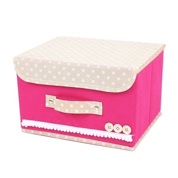 點點鈕扣掀蓋收納箱(大/小) 日韓系收納盒 收納桶 置物箱 置物盒 防塵箱 衣物收納