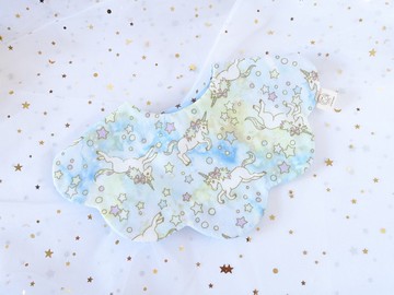 嬰兒波浪形 圍兜口水巾口水肩 - 獨角獸 藍色