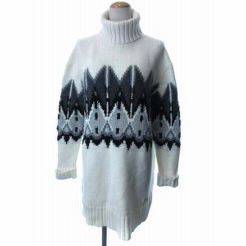 中古 ブルーレーベルクレストブリッジ Blue Label Crestbridge ニットワンピース ミニ 総柄 長袖 38 アイボリー グレー 通販 Lineポイント最大1 0 Get Lineショッピング