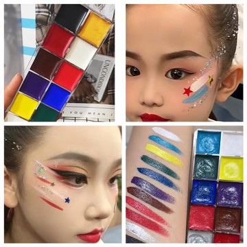 運動會臉部彩繪顏料油彩臉彩幼兒園畢業表演彩虹啦啦隊馬拉松創意