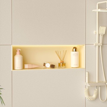 免運 開立發票 收納置物架 壁掛收納架  奶油風不銹鋼壁龕嵌入式雙層隔板金屬置物架成品衛生間浴室淋浴房