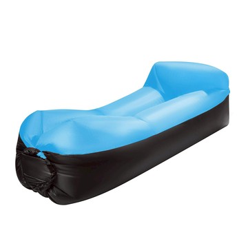 LoHoY 草地便攜空氣沙發頭枕款 牛津布材質 耐磨 露營/野餐適用  190 x 70 x 50cm  藍黑色