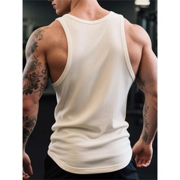 美式重磅螺紋背心男款白色打底t恤無袖坎肩緊身彈性健身運動馬甲