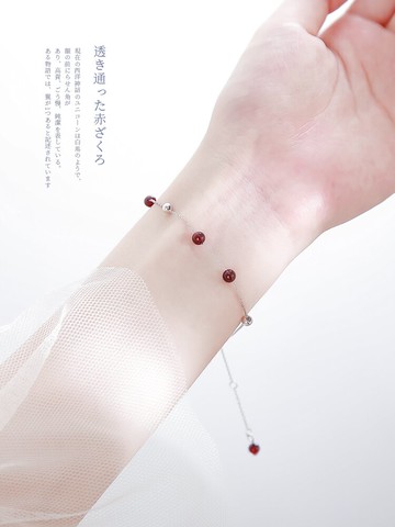 石榴石手鏈女學生韓版簡約個性銀手鏈女純銀閨蜜手鏈ins小眾設計