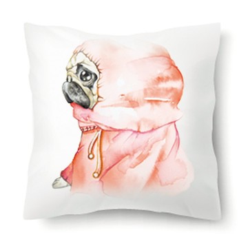 【橘色小雨衣】經典款巴戈狗狗動物抱枕/枕頭/靠墊