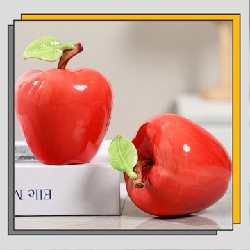 🔥臺灣出貨🔥陶瓷蘋果擺件 青紅蘋果擺件 客廳辦公室桌面裝飾品 創意平安果家居喬遷新居送禮禮品/