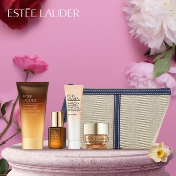 帶著她去旅行💕【Estee Lauder 雅詩蘭黛】水潤妝感服貼組(潔顏蜜30ml+修護露7ml+乖乖乳15ml+膠原霜5ml)