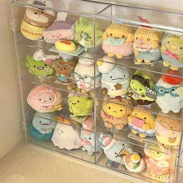 角落生物收納盒萌粒收納盒桌面公仔擺件玩偶推拉門展示收納置物架