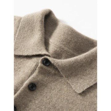 新款Polo領山羊絨衫男士套頭毛衣寬松針織打底衫秋冬純色內搭大碼