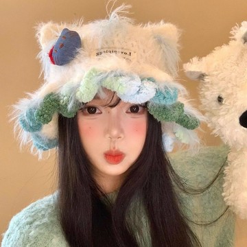 🌟臺灣出貨🌟 保暖帽 針織帽 貓耳帽 堆堆帽 毛毛帽 冬天帽子 貓耳毛帽可愛Kitty貓耳朵帽女秋冬季顯臉小帽大頭圍