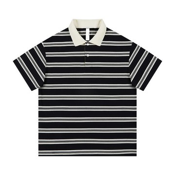 【M-4XL大尺碼🔥】 夏季美式POLO衫 條紋半袖上衣 休閒薄款 潮流高街 冰絲透氣 男生衣著 通勤首選
