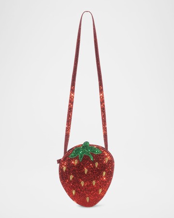Girl's Strawberry-Shaped Glitter Shoulder Bag
