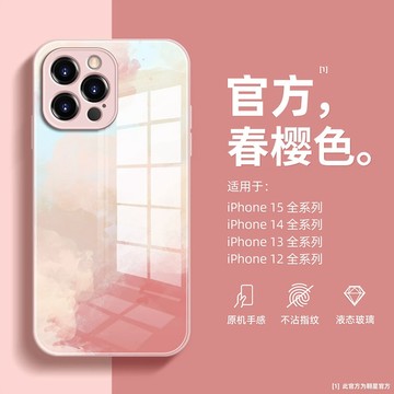 新款 國風奢華 煙芒色 適用蘋果16 15 14promax手機殼液態玻璃iPhone13 12 11防摔殼