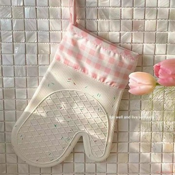 桃園出貨✨【粉色少女心】食品級硅膠防燙手套加棉糖針硅膠防滑耐熱微波手套
