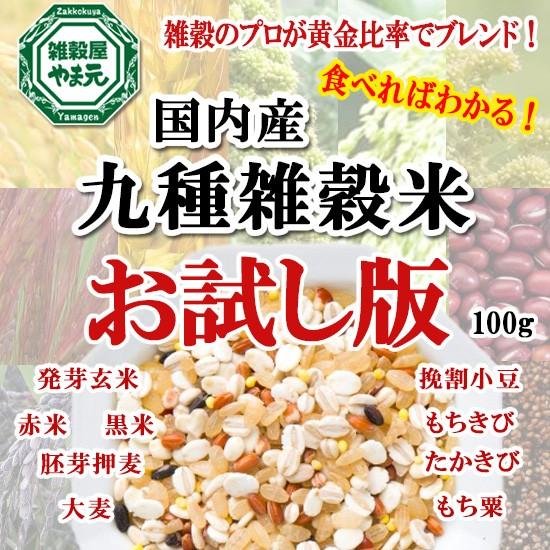 雑穀米 国産 送料無料 お試し 100g 9種ブレンド 食べればわかる 雑穀エキスパートが黄金比率ブレンド 安心の国内産雑穀使用