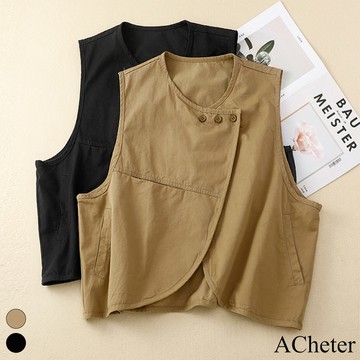【ACheter】不規則馬甲韓版寬鬆休閒百塔坎肩背心外塔短版外罩# 119330 (現貨+預購)